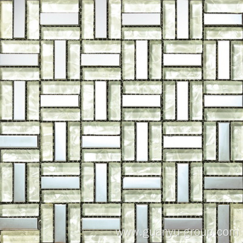 White Glass Block Mix Aluminium Mosaic